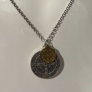 St Benedict Pax Silver Necklace